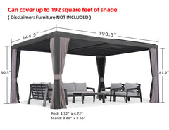 OUTDOOR PERGOLA Adjistable Louvered Pergola Metal Roof Hardtop Gazebo