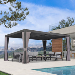 OUTDOOR PERGOLA Adjistable Louvered Pergola Metal Roof Hardtop Gazebo